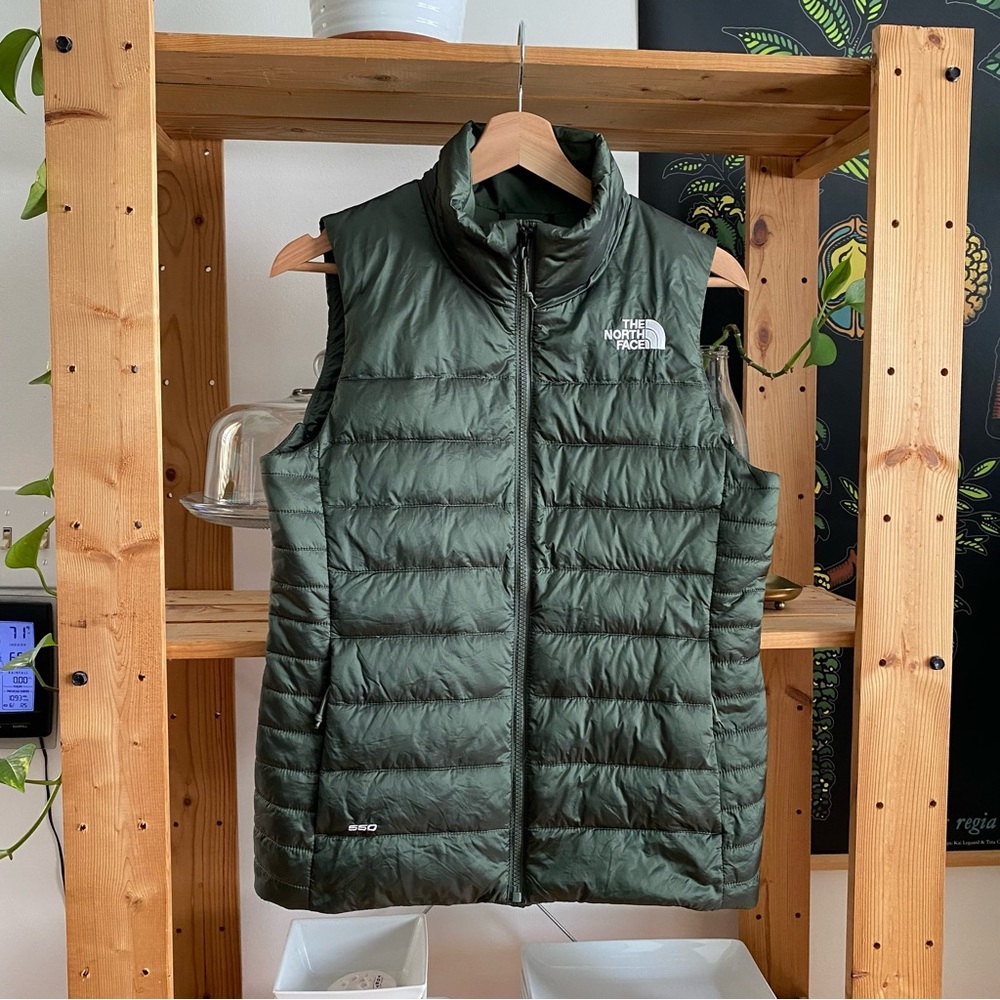 The North Face Iridescent Thyme Green Aconcagua 550 Puffer Vest S - Picture 3 of 14